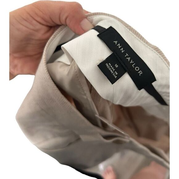 Ann Taylor The STRAIGHT Cream Linen Blend Business Pants Size 10 officewear NWT - Picture 7 of 15
